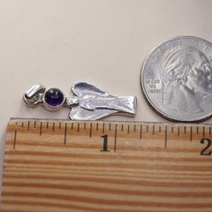 Vintage Sterling silver handmade angel pendant, 925 charm with amethyst