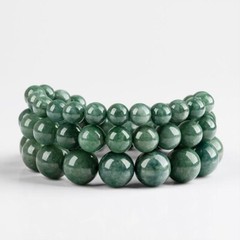 Certified 8-13mm Green Natural Burma A Jade jadeite Round Beads Stretch Bracelet