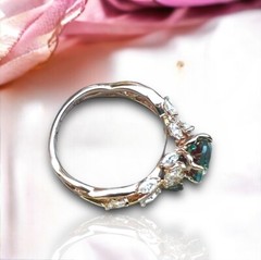 Victorian Style Handcrafted Lab Grown Alexandrite Ring in 18k Rose Gold Vermeil