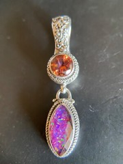 Sarda,Bali Handmade,925, Red Ember Simulated Opal Doublet &Ardent Topaz Enhancer