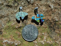 Multi Gemstone Wht Opal Double Sided Bear Pendant Southwest Sterling Silver V20