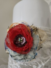 Organza Fabric Flower Brooch Pin