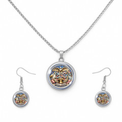250 Years of Freedom Patriotic Jewelry Set Necklace Earrings USA 1776-2026