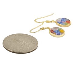 Glass Of Venice Italian Murano Glass Earrings Dangle Round Multicolor Millefiori