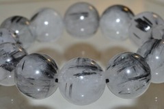 8.5″ 18mm «Powerful Energy/Top Grade»~Black TOURMALINATED QUARTZ Bracelet K1343