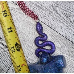 Handmade LARGE Resin Holo Goddess Snake Medusa Pendant Necklace