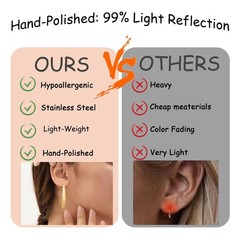 Surgical Stainless Steel Bar Earrings for Women – Long Thread Dangle Earrings…