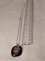 Dichroic Glass Pendant On 18 Inch Stainless Steel Cable Chain Necklace
