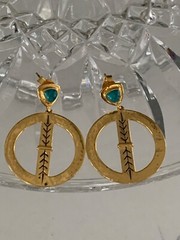 SIERRA WINTER BLUE STEM EARRINGS – GOLD VERMEIL OVER STERLING -2 BLUE TURQUOISE