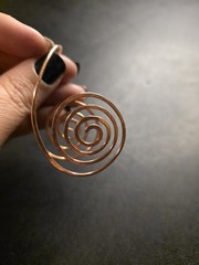 Handmade Hammered Copper Spiral Palm Ring Reiki Energy Healing Tool Arthritis