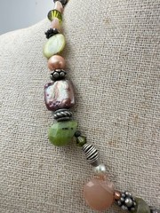 925 sterling silver freshwater pearl semiprecious gemstone beaded Necklace