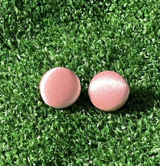 Handmade Button Earrings Stud Light Pink Satin Fabric Retro 80s Club Style NEW