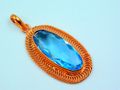 Handmade Copper Designer Rose Gold Polished Pendant Faceted Hydro London BT Qtz