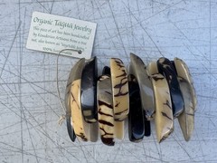 Organic Tagua Nut, Acai Seeds Bracelet Taupe Black Handmade Ecuador Jewelry