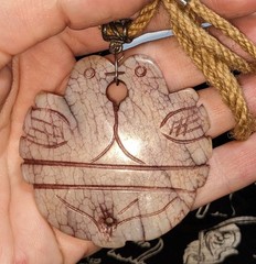 Carved Love Birds Stone Pendant Necklace Rustic Boho Folk Art Cord Necklace