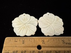 Lot of 2 Mother of Pearl Shell Carved Flowers for Jewelry