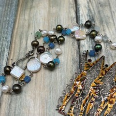 Adorned Crown Jewelry artisan assemblage Sisters Friends pearl gemstone necklace