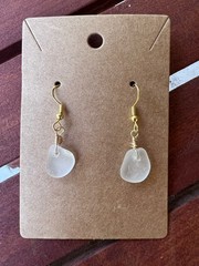 Lake Michigan Beach Glass Dangle Earrings On Gold Plated 925 Sterling Silver