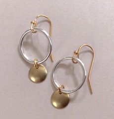 Silver / Gold plated Artisan Sundance Charm Circle Disc minimalist Earrings