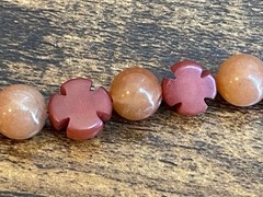 Unique Necklace Round Orange and Cut Cross Red beads Agate 16-18″