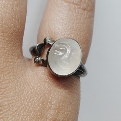 Sajen Moonstone Man In The Moon Face Sterling Silver Ring Size 8.5