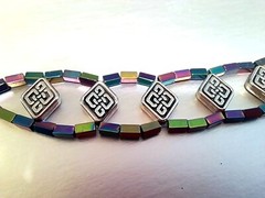 Handmade rainbow hematite and metal beaded bracelet magnetic clasp