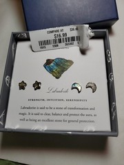 Luna Norte Labradorite Sterling Silver 2 Pairs Moon & Star Stud Post NIB & Tag