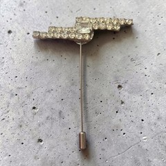 Art Deco Rhinestone Bar Stick Pin Upcycled Gatsby Geometric Crystal Lapel