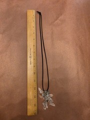 Handcrafted Quartz Crystal Point Charm Pendant Necklace, Beaded, Black Cord, 12…