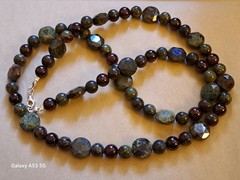 Dragon Blood Jasper & Natural Garnet Beaded Necklace 30″