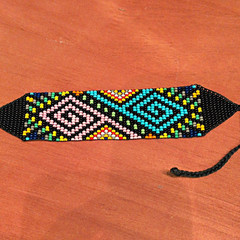 Multicolor Glass Beaded Geometric Bohemian Adjustable Tie Bracelet