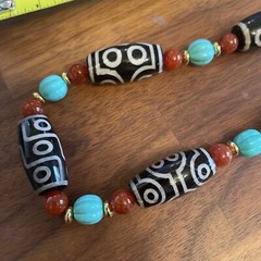 Tibetan Agate Dzi bead necklace 已開光一到九眼天珠