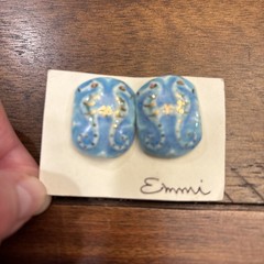 Seahorses In Ocean Blue Background Handmade Earrings Clip Backs