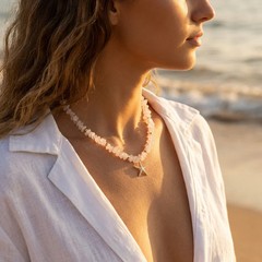 Boho Faux Stone Crushed Irregular Beaded Choker Necklace Women Summer Beach Coll