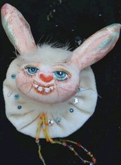 Brooch Pin Handmade Fabric Textile Art Artisan Made New Rubbit Spring Accessory