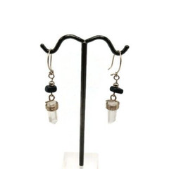Handmade Artisan Earrings Alpaca Natural Stone Quartz Crystal