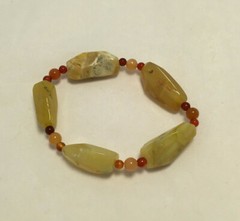 Tumbled Single Strand Yellow Agate Beaded Gemstone Crystal Elastic Band Bracelet