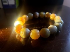 Genuine Hetian Sugar Jade Nephrite Bracelet Beautiful Color Palette 12mm