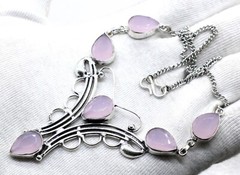 925 Sterling Silver Rose Quartz Stone Handmade Jewelry Necklace