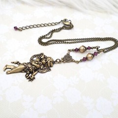 Cherub Angel Charm Necklace Handmade Spiritual Art Nouveau Brass Jewelry