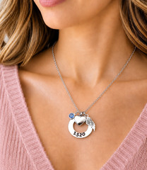 In Memory of Police Officer Necklace w/ Badge Number & Heart Urn, Loss of Police