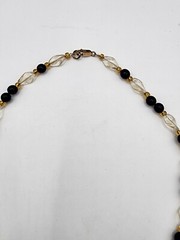 Handmade 14/20 14k Gold Filled Clear Black & Amber Bead Wire Strung Necklace 18″