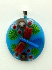 Art Glass Pendant Dragonfly and Murrini