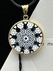 Murano 25mm Millefiori Pendant Gold Plated Silver Italian Art (MK 23)