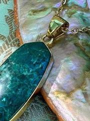 Charles Albert Green Jasper & Alchemia Gold Handcrafted Artisan Pendant Necklace
