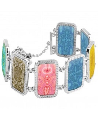 NEW JILZARA Handmade SQUARE Inlay Clay GYPSY SOUL REVERSIBLE TOGGLE Bracelet