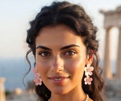 Handmade Pink Double Flower Statement Earrings with Gold Accents Floral Drop Ear