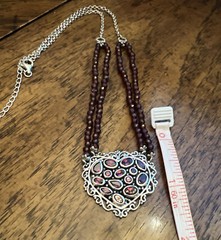 Artisan Crafted Orissa Rhodolite Garnet Beaded Heart Shape Necklace 18 Inches