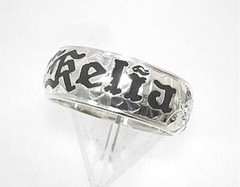 8MM BM SOLID 925 STERLING SILVER CUSTOM PERSONALIZED HAWAIIAN BLACK ENAMEL RING