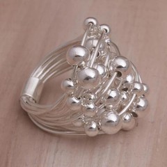 Artisan Handmade .925 Sterling Silver Cocktail Ring Stellar Orbs 8.0 Bali New